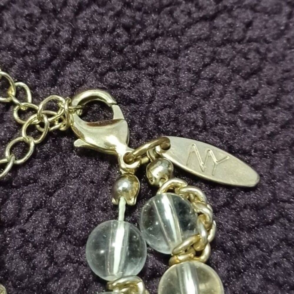 Vintage NY Chunky Double Layered Clear Bead, Gold Entwined Necklace, 20" - Picture 4 of 4